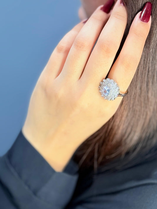 Oval Crystalline Ring