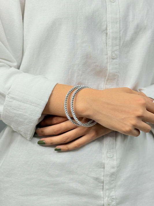 Dual Shine Silver & Golden Bangles