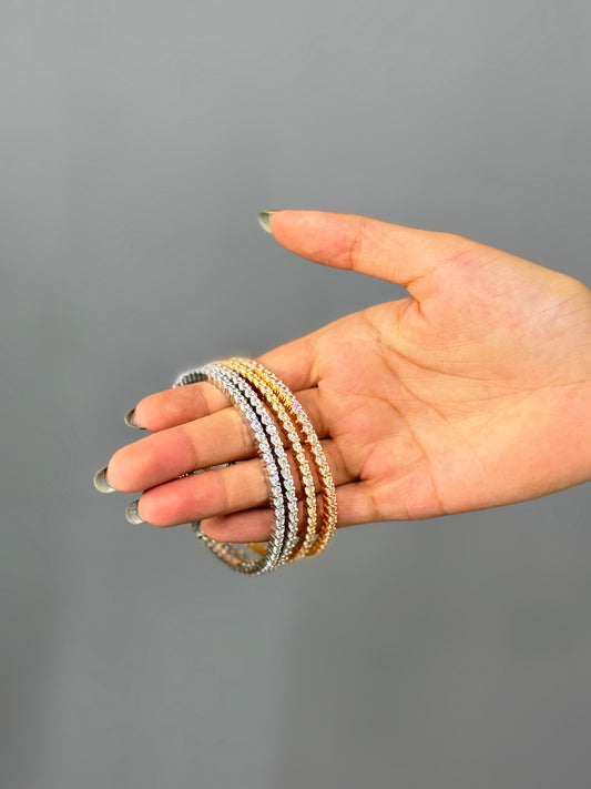 Dual Shine Silver & Golden Bangles
